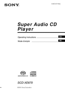 Sony SCD-XE670 Super Audio CD Player Owners Manual