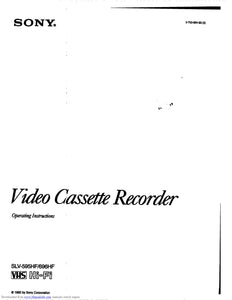 Sony SLV-595HF VCR Owners Manual