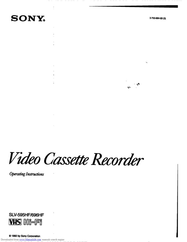Sony SLV-696HF VCR Owners Manual