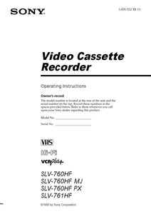 Sony SLV-761HF VCR Owners Manual