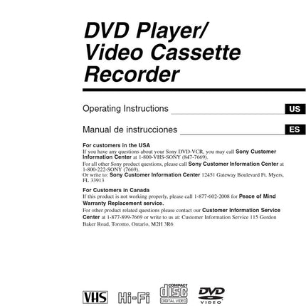 Sony SLV-D271P VCR DVD Owners Manual