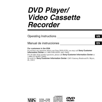 Sony SLV-D281P VCR DVD Owners Manual