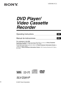 Sony SLV-D281P VCR DVD Owners Manual