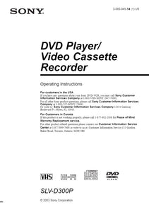 Sony SLV-D300P VCR DVD Owners Manual