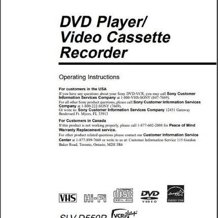 Sony SLV-D550P Paper Manual