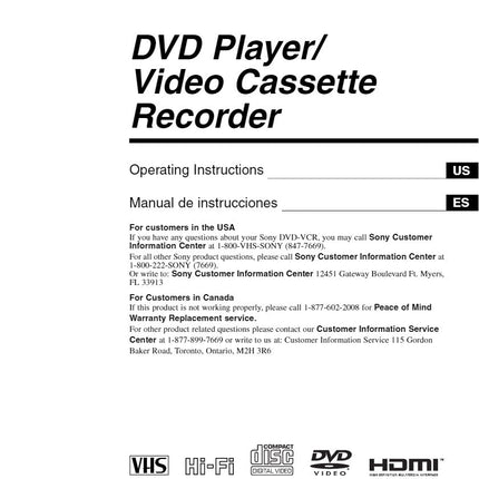 Sony SLV-D570H VCR DVD Owners Manual
