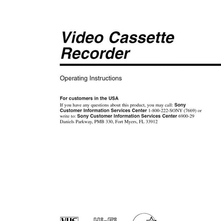 Sony SLV-N51 VCR Owners Manual