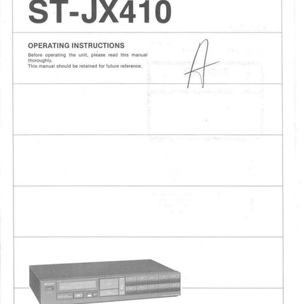 Sony ST-JX410 AV Receiver Owners Manual