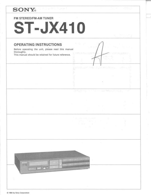 Sony ST-JX410 AV Receiver Owners Manual