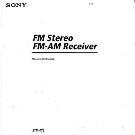 Sony STR-471 Amplifier Receiver Owners Instruction Manual