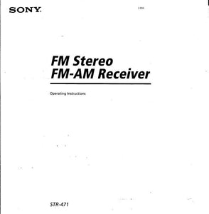 Sony STR-471 Amplifier Receiver Owners Instruction Manual