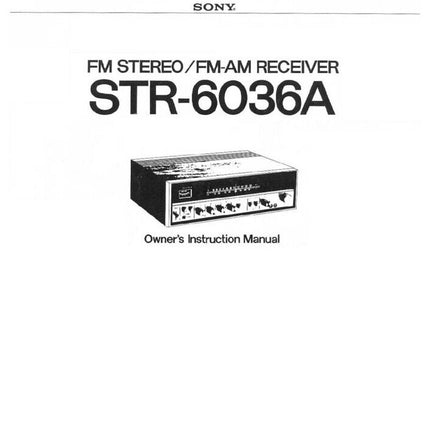 Sony STR-6036A Receiver Owners Manual