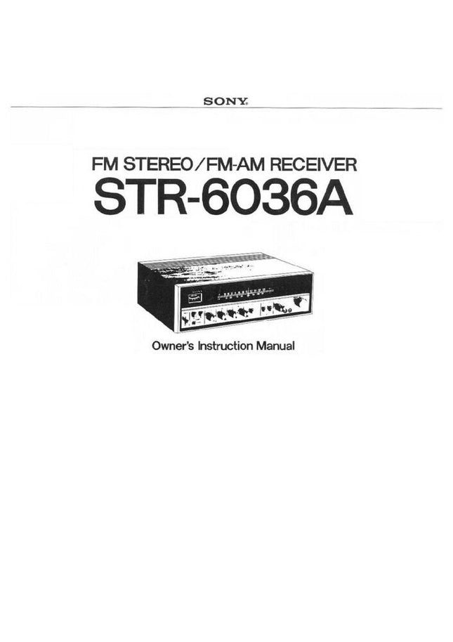 Sony STR-6036A Receiver Owners Manual