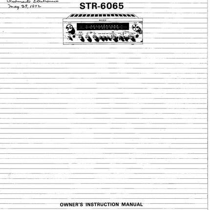 Sony STR-6065 Amplifier Receiver Owners Instruction Manual