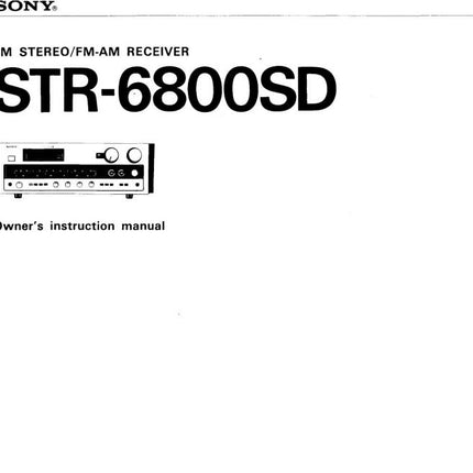 Sony STR-6800SD Amplifier Receiver Owners Instruction Manual