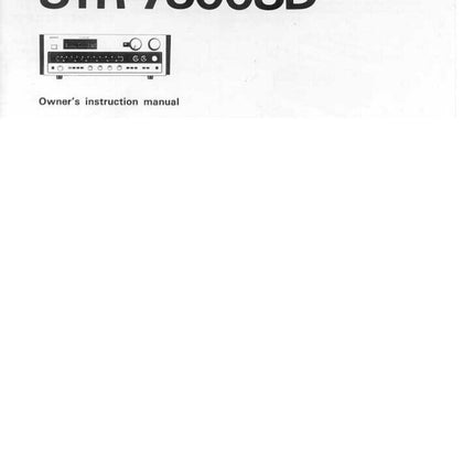 Sony STR-7800SD Amplifier Receiver Owners Instruction Manual