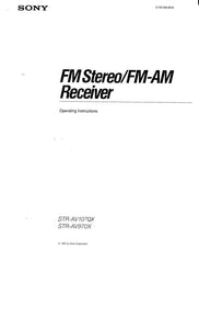 Sony STR-AV1070X STR-AV970X AV Receiver Owners Manual