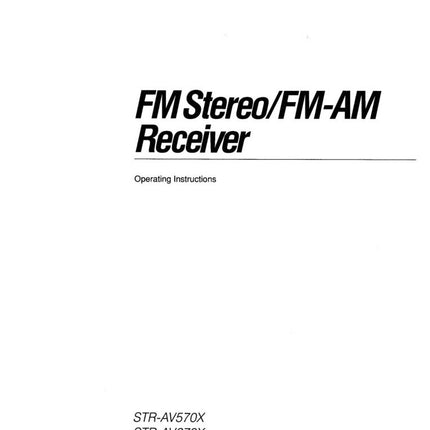 Sony STR-AV270X Receiver Owners Manual
