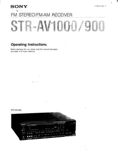 Sony STR-AV900 STR-AV1000 Receiver Owners Manual