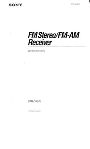 Sony STR-D1011 AV Receiver Owners Manual