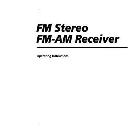Sony STR-D1015 Receiver Owners Manual