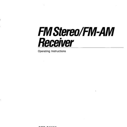 Sony STR-D2020 Receiver Owners Manual