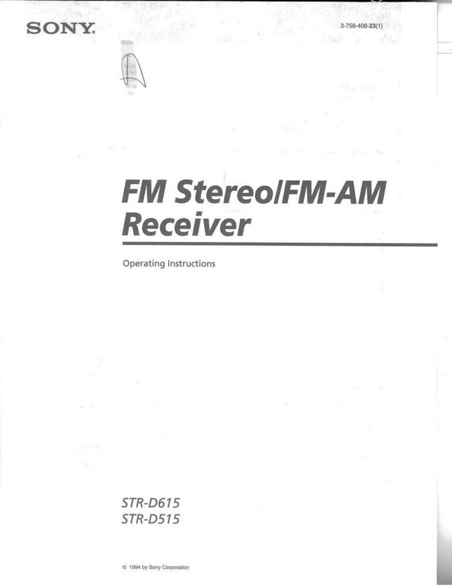 Sony STR-D515 Amplifier Receiver Owners Instruction Manual