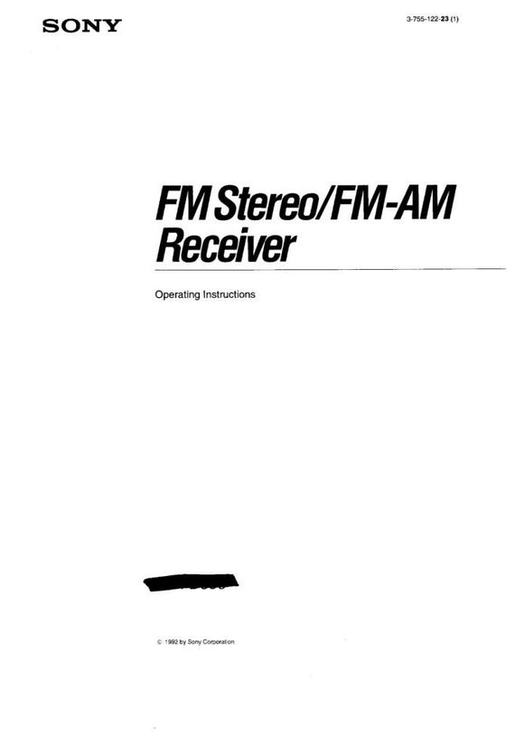 Sony STR-D590 AV Receiver Owners Manual