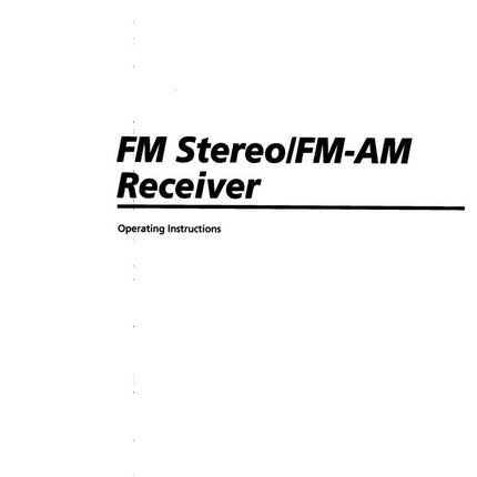 Sony STR-D615 STR-D515 AV Receiver Owners Manual