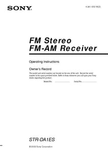 Sony STR-DA1ES AV Receiver Owners Manual