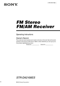 Sony STR-DA2100ES AV Receiver Owners Manual