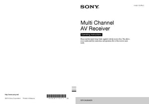 Sony STR-DA2800ES AV Receiver Owners Manual