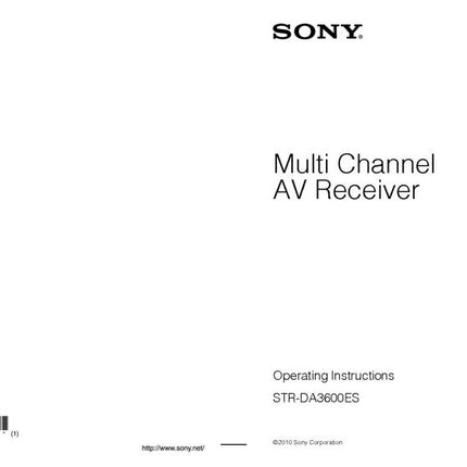 Sony STR-DA3600ES AV Receiver Owners Manual
