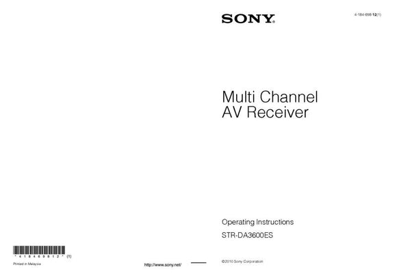 Sony STR-DA3600ES AV Receiver Owners Manual