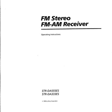 Sony STR-DA3ES Amplifier Receiver Owners Instruction Manual