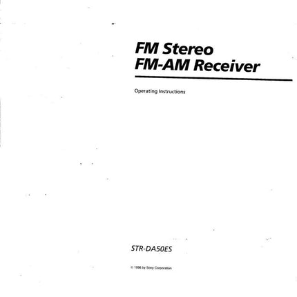 Sony STR-DA50ES AV Receiver Owners Manual