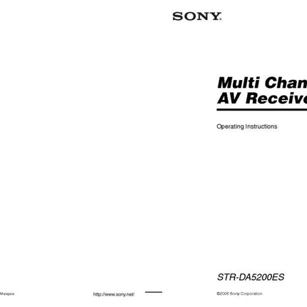 Sony STR-DA5200ES AV Receiver Owners Manual