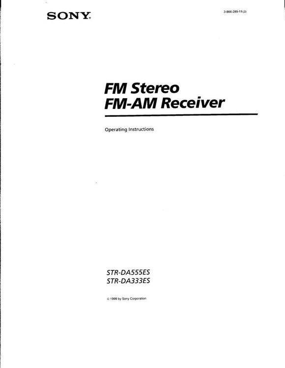 Sony STR-DA555ES AV Receiver Owners Manual