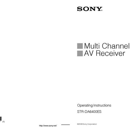 Sony STR-DA6400ES Amplifier Receiver Owners Instruction Manual