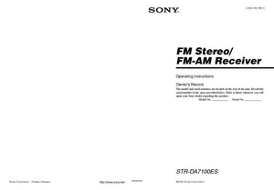 Sony STR-DA7100ES AV Receiver Owners Manual