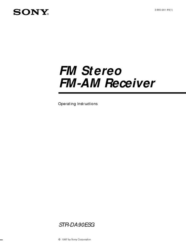 Sony STR-DA90ESG AV Receiver Owners Manual