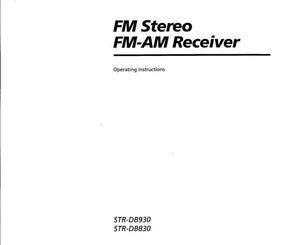 Sony STR-DB830 Amplifier Receiver Owners Instruction Manual