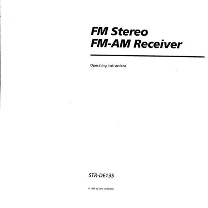 Sony STR-DE135 AV Receiver Owners Manual