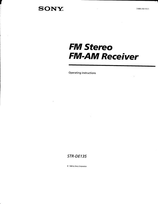 Sony STR-DE135 AV Receiver Owners Manual