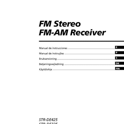 Sony STR-DE225 Amplifier Receiver Owners Instruction Manual