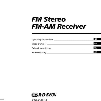 Sony STR-DE245 Amplifier Receiver Owners Instruction Manual
