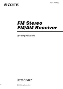 Sony STR-DE497 AV Receiver Owners Manual