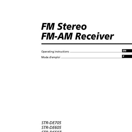 Sony STR-DE605 Amplifier Receiver Owners Instruction Manual