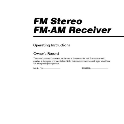 Sony STR-DE695 AV Receiver Owners Manual