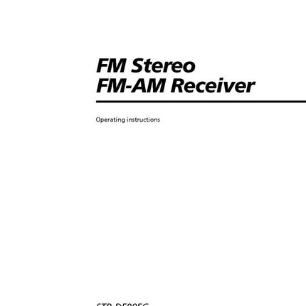 Sony STR-DE805G Amplifier Receiver Owners Instruction Manual